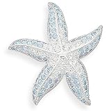 Blue and Clear Swarovski Crystal Starfish Fashion Pin