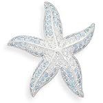 Blue and Clear Swarovski Crystal Starfish Fashion Pin