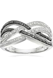 Sterling Silver Diamond Crisscross Ring (1/7 cttw, J-K Color, I2-I3 Clarity)