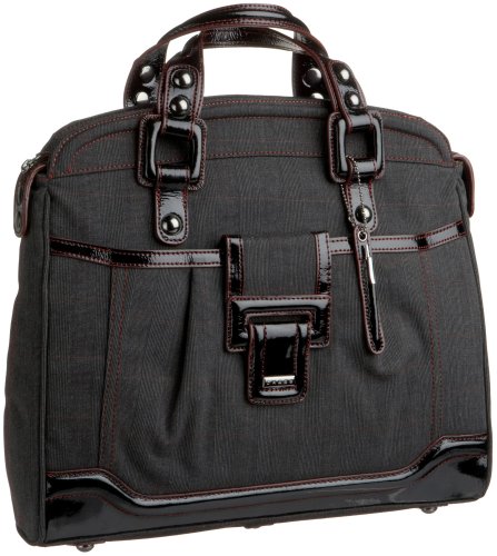Cross Town AC189-4 Ladies Computer Bag Collection, Fulham Slim Brief (Black Plaid)
