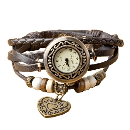 Fashion Quartz Wrap Weave Around Leather Bracelet Lady Woman Wrist Watch