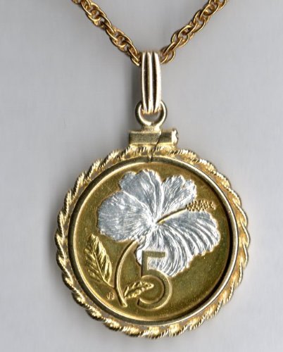 Gorgeous 2-Toned Silver and Gold Cook Islands Hibiscus Coin - Necklaces