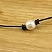 White Pearl Leather Necklace Choker with Single11 mm Pearls on Natural Black Leather