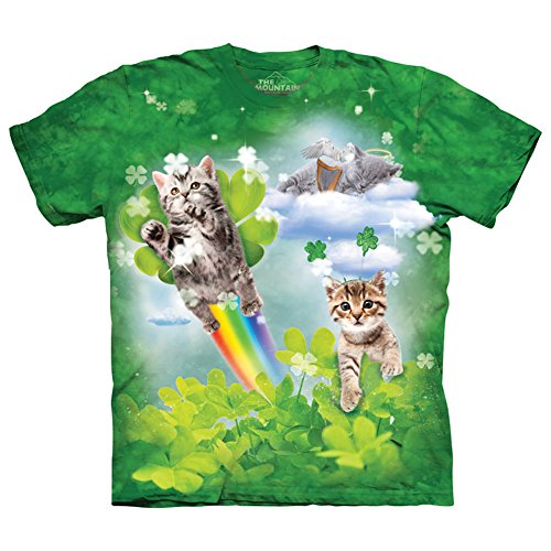 The Mountain Cotton Green Irish Fairy Kitten Novelty Adult T-Shirt (Green)