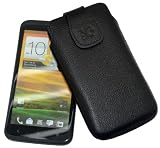 Produkt-Bild: Suncase Ledertasche (Magnetverschluss) f&uuml;r HTC One X vollnarbiges-schwarz