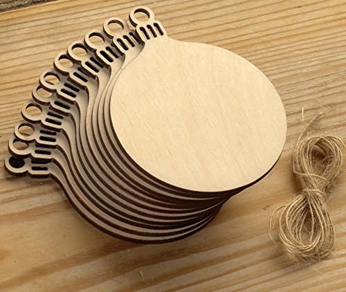 10pcs Wooden Round Bauble Hanging Christmas Tree Blank Decorations Gift Tag Shapes