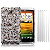 HTC One X Leopard Spots Diamante Case / Cover / Shell / Shield + 6-in-1 Screen Protector Pack Part Of The Qubits Accessories Rangeby Qubits