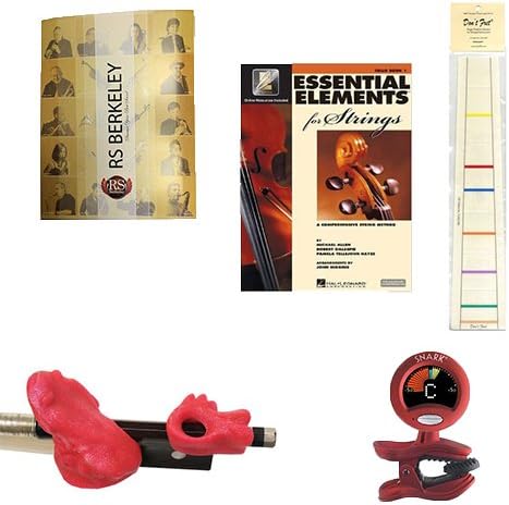 Violin Players Instructional Pack (For 1/2 Size Violin) Essential Includes: Pink Bow Hold Buddies, Don't Fret Position Indicator for 1/2 Violin, Folder, Essential Elements Book 1 & Tuner