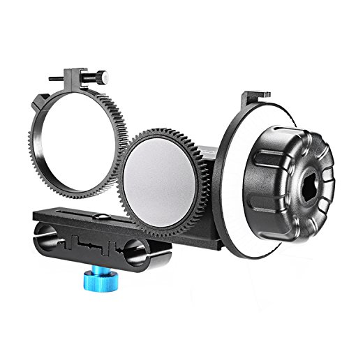 NeewerÂ® Follow Focus CN-90F with Gear Ring Belt for DSLR Cameras of 65mm-103mm Lens Diameter Such as Nikon,Canon,Sony DV/Camcorder/Film/Video Cameras,Fits 15mm Rod Mounts,Shoulder Supports