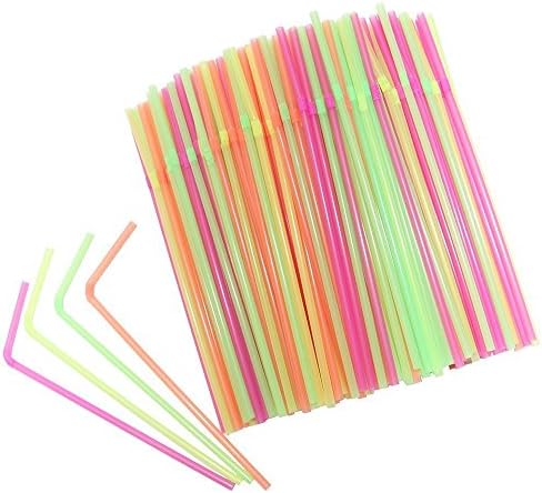 Flexible 400 Count Disposable Drinking Straws, Neon