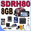 Panasonic SDR-H80 SD & HDD Camcorder w/70x Optical Zoom (Red) BigVALUEInc Accessory Saver 8GB Filter Bundle