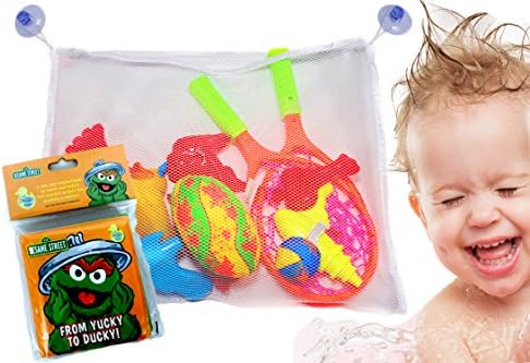 Duckie Time Large Bath Toy Mesh Bag Kids Tub Organizer &amp; Book