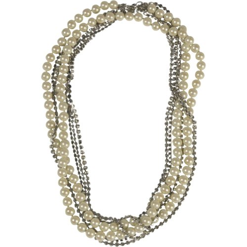 multi strand pearl necklace-ABS Jewelry Abs Strands Of Pearl And Crystal Necklace (White and Silver) Images