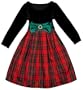 Sweet Heart Rose Girls 2-6x Velvet And Plaid Holiday Dress,Red/ Black,5