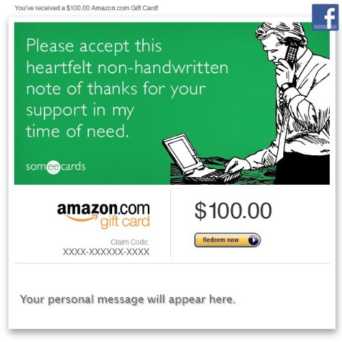 Amazon Gift Card Facebook Thank You (Thanks for Your Support