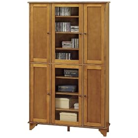 Burnham Media Cabinet With Glass Doors, 6-DOOR, WALNUT by Home Decorators Collection