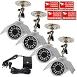 VideoSecu 1/4" CCD 420TVL 4 Pack Outdoor Night Vision Video Security Camera with Free 1x 4-Port Power Supply and 4 pcs of 3"x2" Warning DeCals WAA