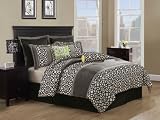 Modern Geometric Grey Black and White Comforter 8pc Set Queen