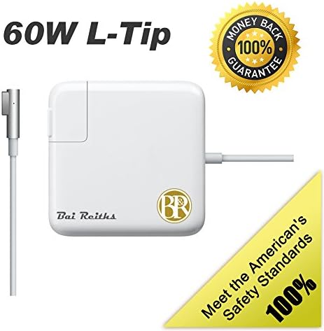 Bai Reiths 60w AC Charger with Magsafe Power Adapter L-Style Tip for MacBook and 13-inch MacBook Pro, 100% Meet the American's Safety Standards