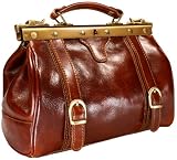 DELARA Handtasche kleine braune Arzttasche Leder