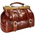 DELARA Handtasche kleine braune Arzttasche Leder