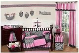Pink and Black Madison Girls Boutique Baby Bedding 9pc Crib Set