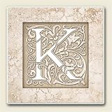 AbsorbaStone Coaster set~ Monogram Initial K ~ 4 Tile Drink Coasters ~ code 578