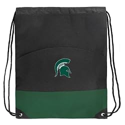 Michigan State University Drawstring Bag Backpack Green MSU Spartans Logo Draw String Back Pack - For Boys Girls Students or Adults