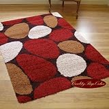 Modern Moonwalk Pebbles Rug Brown, Beige & Red 1.2m x 1.7m (4' x 5'6 approx)