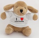 Produkt-Bild: Pl&uuml;sch H&uuml;ndchen Schl&uuml;sselhalter mit T-shirt mit Aufschrift Ich liebe Hartmann