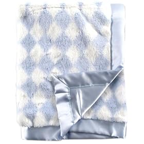 Luvable Friends Plush Blanket with Satin Trim and Backing, BlueLuvable Friends Plush Blanket with Satin Trim and Backing