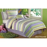 Annas Ruffle Purple Full / Queen Quilt with 2 Pillow Shams