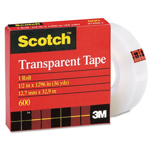 Scotch Products - Scotch - Transparent Glossy Tape, 1/2 x 1296, 1 Core, Clear - Sold As 1 Roll - Excellent holding power and instant adhesion. - Long aging; stain- and moisture-resistant. - Ideal for label protection and multi-purpose se