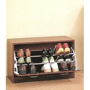Cherry Finish Wood Shoe Storage Rack Organizer