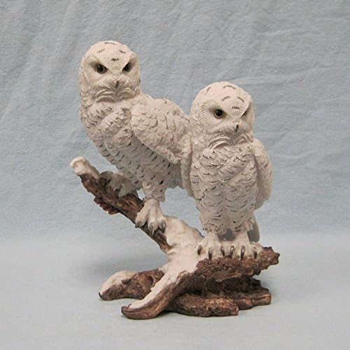 2 Snow Owls Figurine Statue