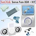 SanDisk Sansa Fuze 8 GB MP3 Player (Silver) + Accessory Kit