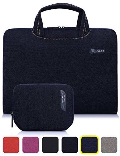BRINCH® [Cowboy Blue] Deluxe Universal Fabric Portable thin Light Durable Waterproof Anti-tear 13 - 13.3 inch Laptop Pouch Sleeve Case Bag / Carrying Handbag Briefcase / Laptop Messenger Bag, Utra Protective with Soft White Foam for All 13 - 13.3 inch Tablet / Ultrabook / Notebook Laptop Computers(Apple Macbook / Chromebook / Acer / Asus / Dell / Fujitsu / Lenovo / HP / Samsung / Sony / Toshiba),Fashion Design of Front Pocket,Two Back Pockets,Middle Main Pocket,With Handles and Accessory Bag