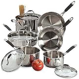 COOKING WITH CALPHALON 10 PC STAINLESS STEEL COOKWARE SET