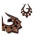 Pair of Organic Hand Carved Sono Wood Tribal Ornament Stirrup Hanger Earring