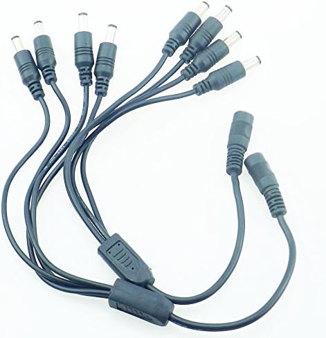 RGBSIGHT 2pcs 5.5x2.1mm DC Power Female to 4 Male Splitter Plug Adatper 4 Way Connector Cable for LED Strip Lights CCTV Camera (1 to 4 splitter)