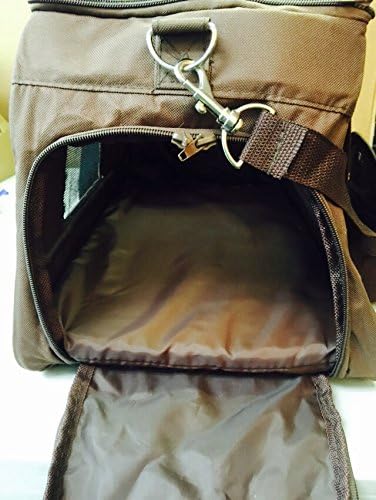 PET TRAVEL BAG: 17"L X 11"W X11"H Brown &amp; Tam Canvas Duffle Bag with Removable &amp; Adjustable Shoulder Strtap. For Medium Size Pets