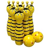 (トイホーム)Toy home　子供の玩具　ボウリングボール　セット　 6ピン2 ボール　木製 可愛い動物造型　親子遊び用 (黄色)