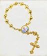 Gold Plated One Decade Finger Rosary with Divine Child Medallion and Crucifix - MADE IN ITALY