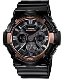 Casio #GA200RG-1A Men's XL Analog Digital Chronograph Alarm Rose Gold Trim Black G Shock Watch