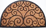 Classic Scroll Half Round - Size 18x30 - Premium Extra Heavy Duty Thick Natural Brush Coir & Rubber Door Mat by Iron Gate - The Outdoor & Welcome Rug Source - Save 50%