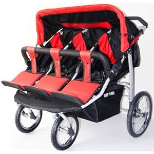 Triple Trio Baby Jogger Stroller with Rain Canopy - Free Matching Carry Bag
