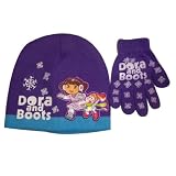 Nick Jr. Dora the Explorer Girl's Beanie Knit Hat and Glove Set (3-6)