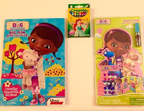 Coloring Book Activity Set 3Pce Bundle with Princess Crayons Glitter Jewel Wooden Doll