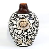 Handmade Decorative Ceramic Jar Style Flower / Bud Vase With Striking Floral Designs