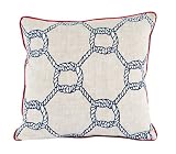 Room Service Nautical Collection Nautical Rope Pillow, 20-inch x 20-inch, Oatmeal Linen/ Red/ White/ Navy Blue